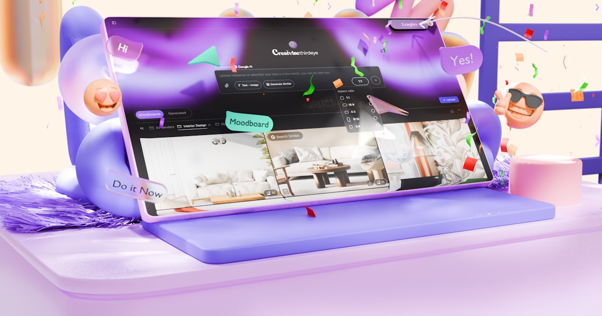Laptop showing an AI image generator for realistic photos with text to image controls and generated results