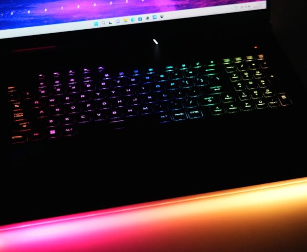 Best gaming laptop 2026 with a rainbow RGB backlit keyboard and glowing light bar
