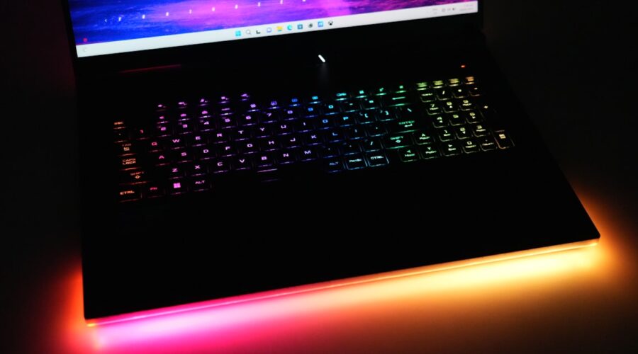 Best gaming laptop 2026 with a rainbow RGB backlit keyboard and glowing light bar