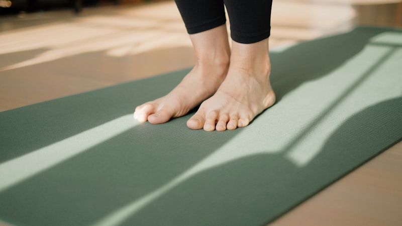Close-up of the textured surface on a cheap non slip exercise mat