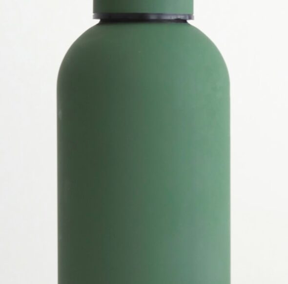 Reusable insulated bottle on a clean white surface, the format most hydration reminder water bottle designs use