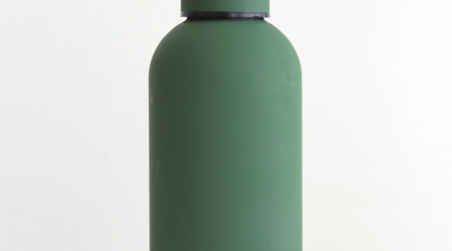 Reusable insulated bottle on a clean white surface, the format most hydration reminder water bottle designs use