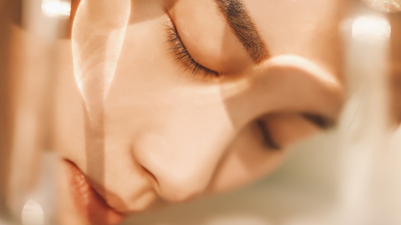 Close-up of calm facial skin, the gradual result an at home LED face treatment aims for