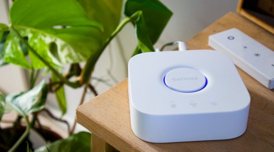 Smart home hub and remote on a table, the control center every smart home buying guide starts with