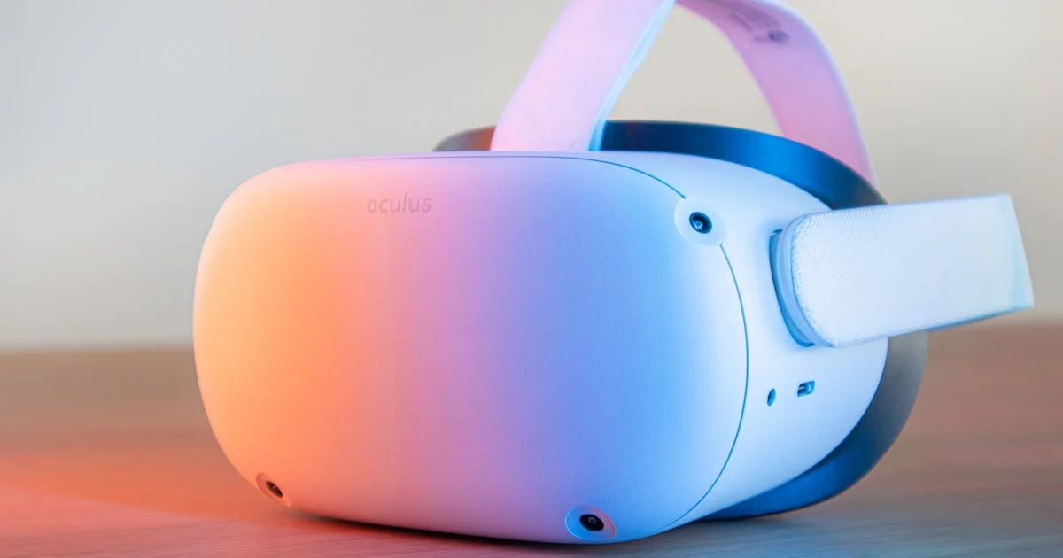 Standalone VR headset resting on a desk, the type most suited as a VR headset for beginners
